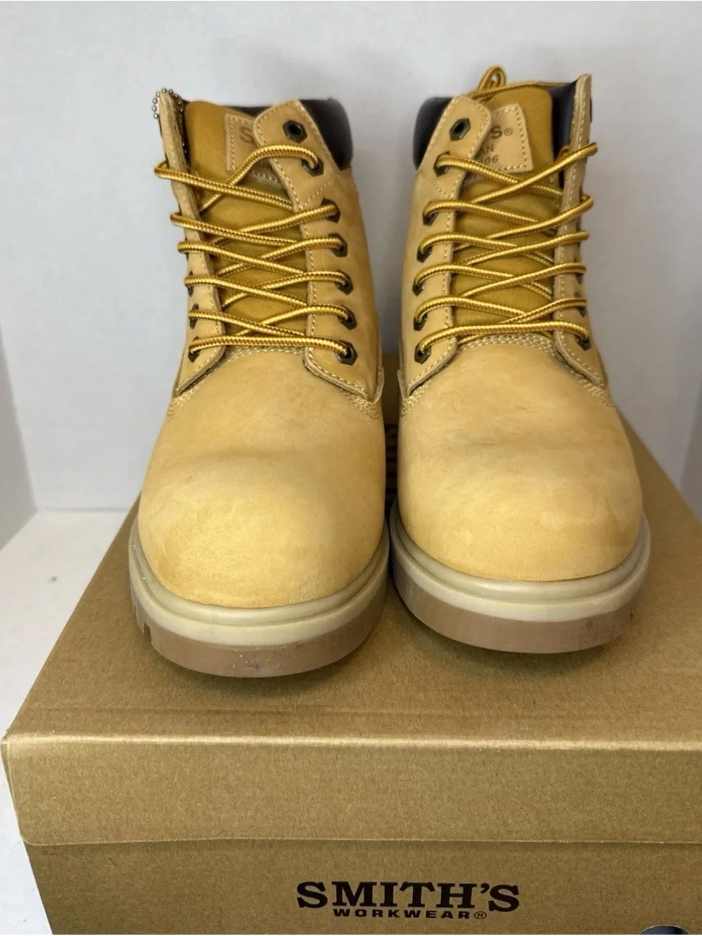 SMITH Wheat Nubuck Work Boots - Wheat and Black